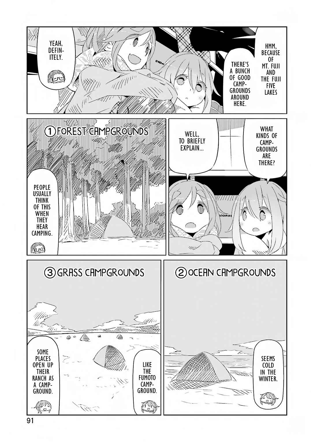 Yurucamp △ Vol. 2 Ch. 10 Meat, Autumn Leaves, and a Mysterious Lake