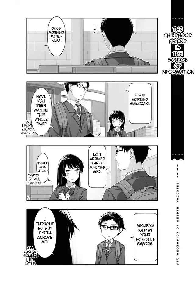 Shinozaki Himeno's Love Q&A Vol. 1 Ch. 9 The inexperienced boy and girl go to school together (part 1)