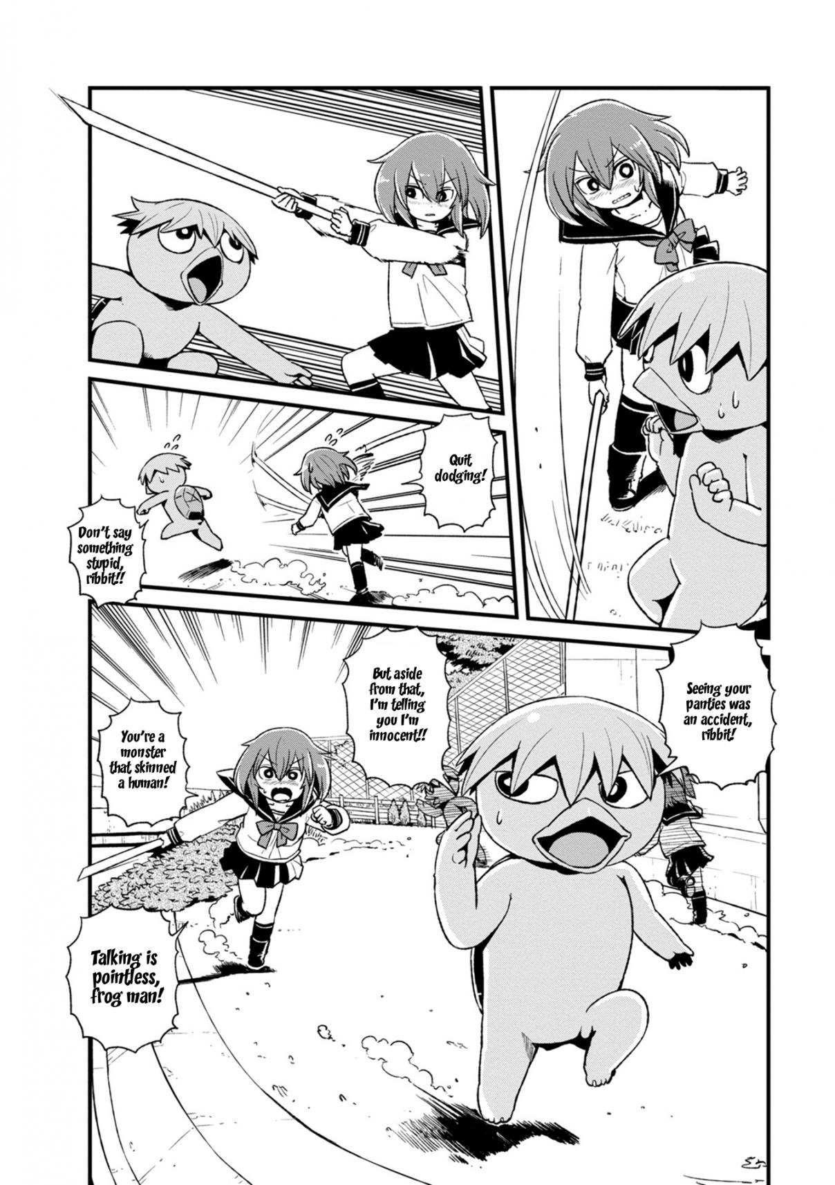 Neko Musume Michikusa Nikki Vol. 15 Ch. 91 Passing the Time Cornering a Frog Person