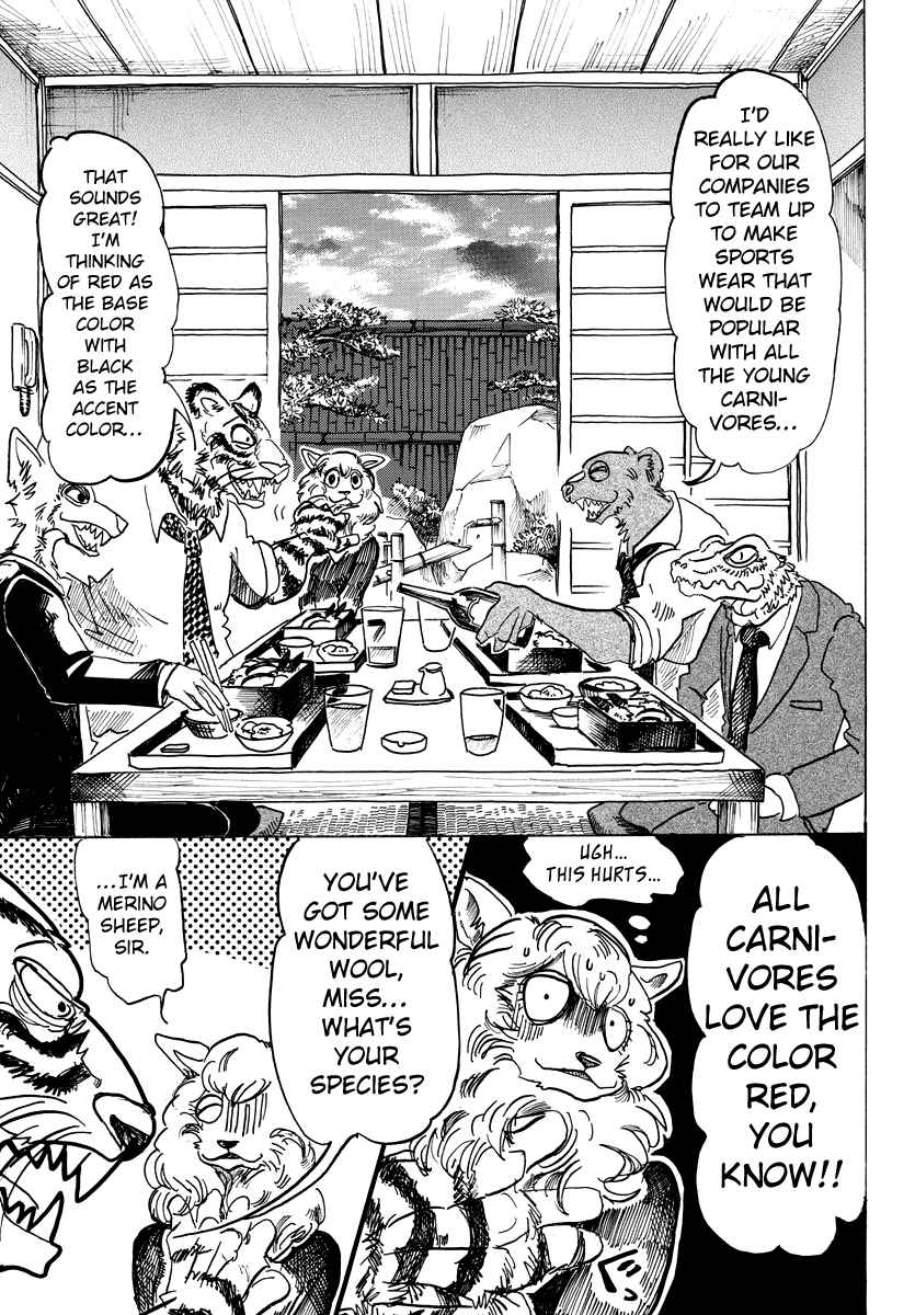 Beastars Ch. 100 What Happens when you Bust a Tire in a Very Full Train?