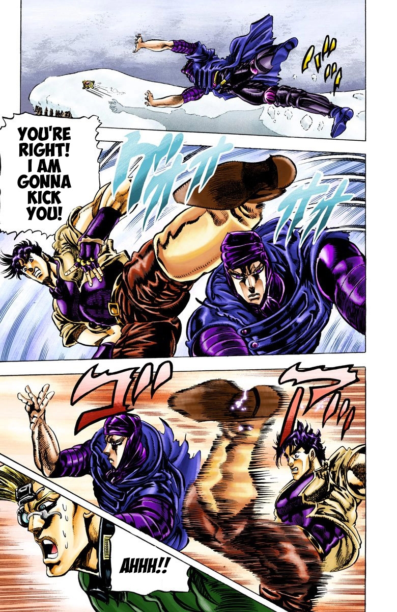 JoJo's Bizarre Adventure Part 2 Battle Tendency [Official Colored] Vol. 4 Ch. 42 Rushing Toward the Cliff of Death