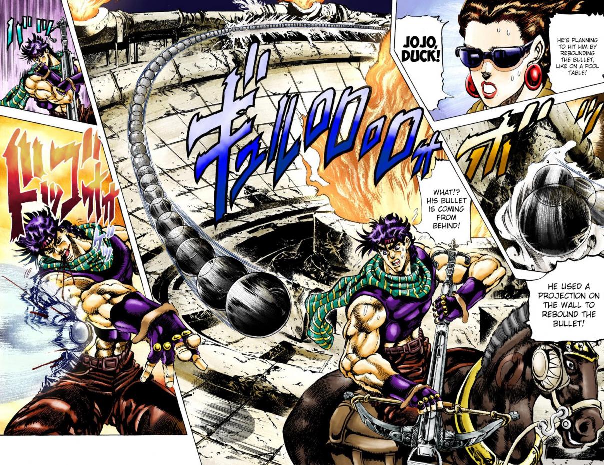 JoJo's Bizarre Adventure Part 2 Battle Tendency [Official Colored] Vol. 6 Ch. 58 Shoot Symmetrically to the Other Side!