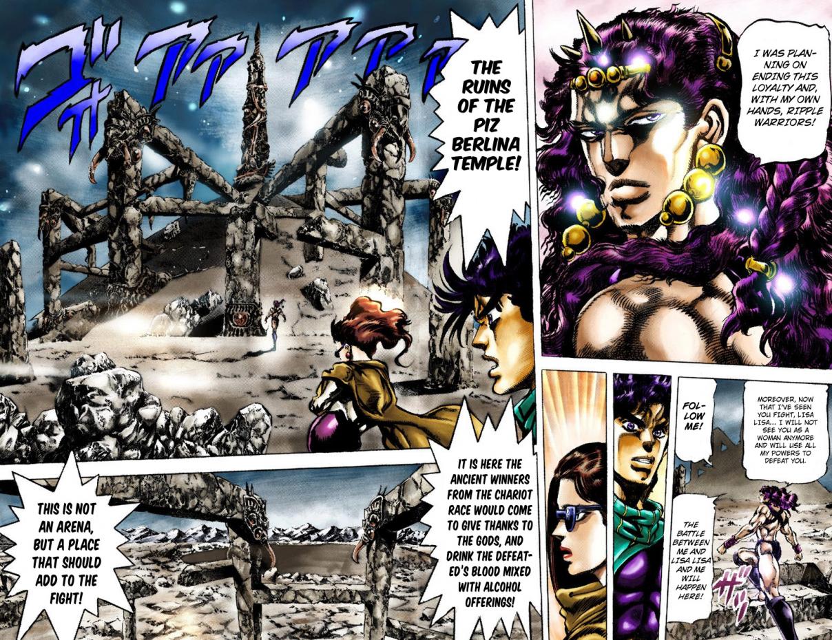 JoJo's Bizarre Adventure Part 2 Battle Tendency [Official Colored] Vol. 7 Ch. 61 Treachery at the Temple of Sacrifice