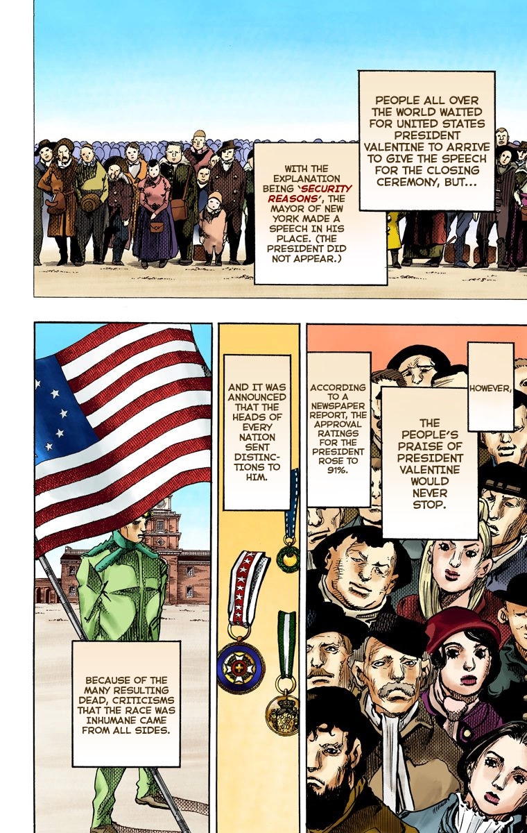 JoJo's Bizarre Adventure Part 7 Steel Ball Run [Official Colored] Vol. 24 Ch. 95 World of Stars and Stripes Outro